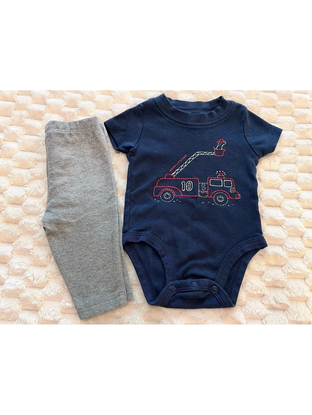 Carter’s Fire Truck Themed Short Sleeve Onesie & Pants Outfit Set (3m)